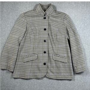 J. Jill Stretch Houndstooth Blazer Women's Size Medium Beige Convertible-Collar